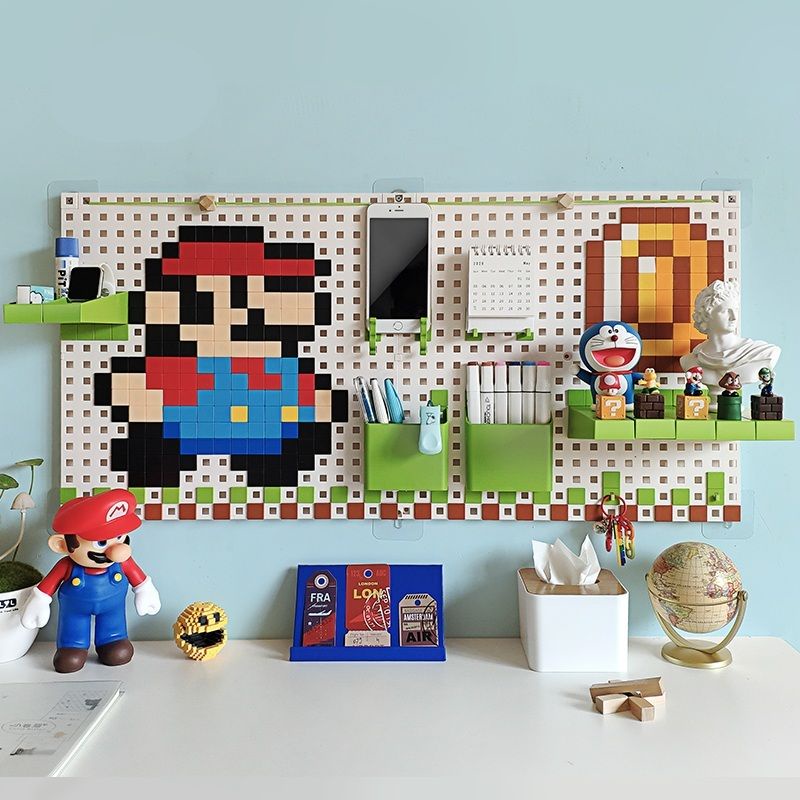 Bảng pegboard treo tường đa năng họa tiết Mario