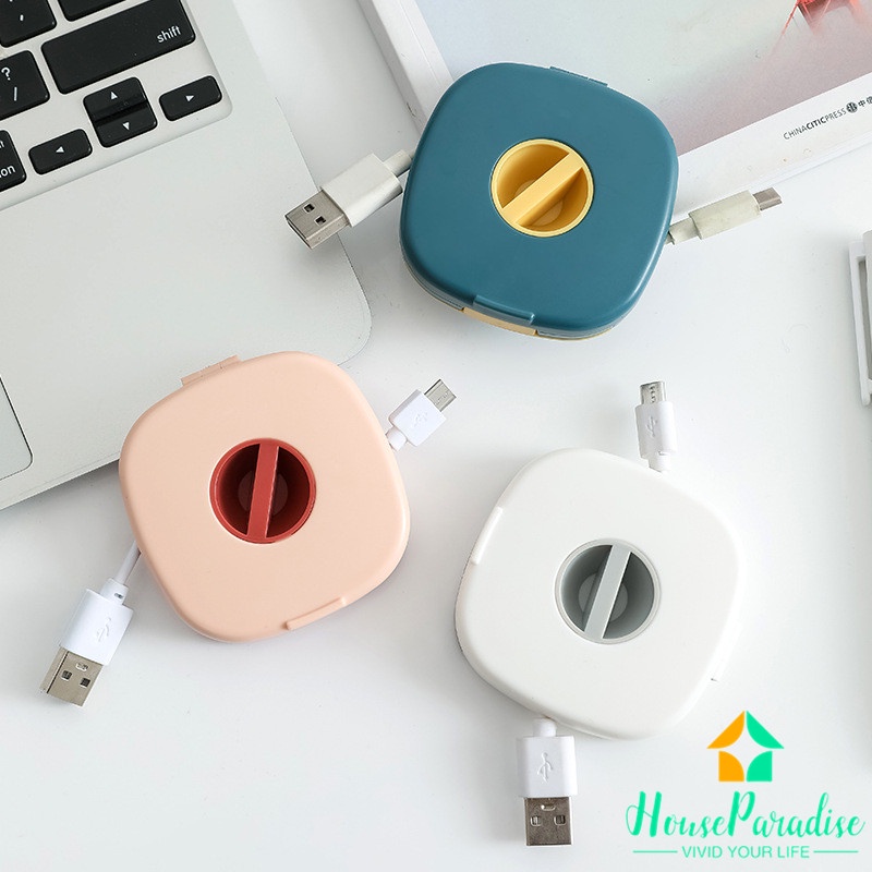 Hộp Đựng Dây Cáp Sạc / Tai Nghe Di Động Có Thể Xoay Được