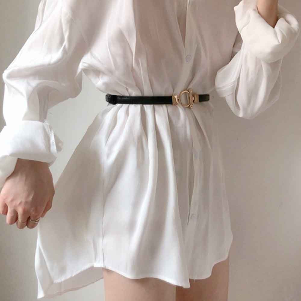 Thắt lưng da bản nhỏ đơn giản thời trang dành cho nữ
