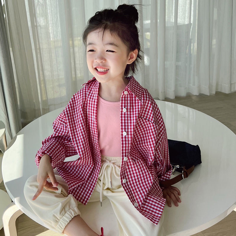 Áo Sơ Mi Tay Dài Họa Tiết Kẻ Sọc Thời Trang Hàn Quốc 2022 Cho Bé Gái