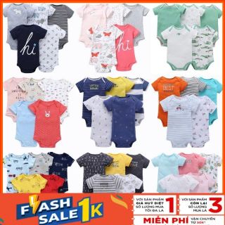 Set 4 body chip, bodysuit cho bé trai và bé gái sơ sinh từ 5-15kg