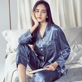 Bộ Đồ Ngủ Pijama Dài Tay Vải Lụa Cho Cặp Đôi
