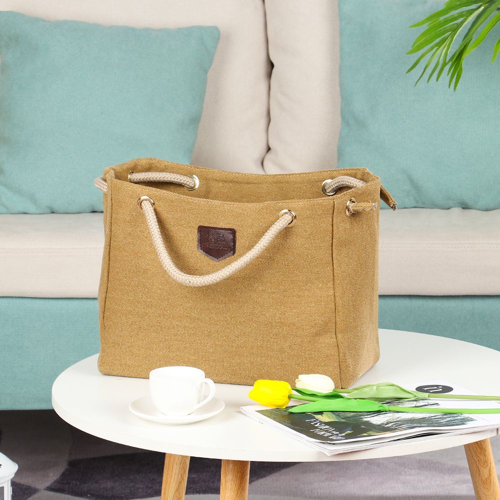 Túi xách vải canvas màu trơn kiểu dáng đơn giản hợp thời trang