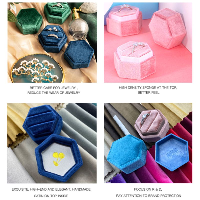 Hộp Đựng Nhẫn Hình Lục Giác / Đôi Phong Cách Vintage Đẹp Mắt Giá Đỡ