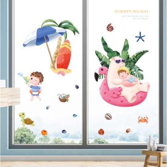 Decal trang trí tường - Đi biển cùng gấu trắng
