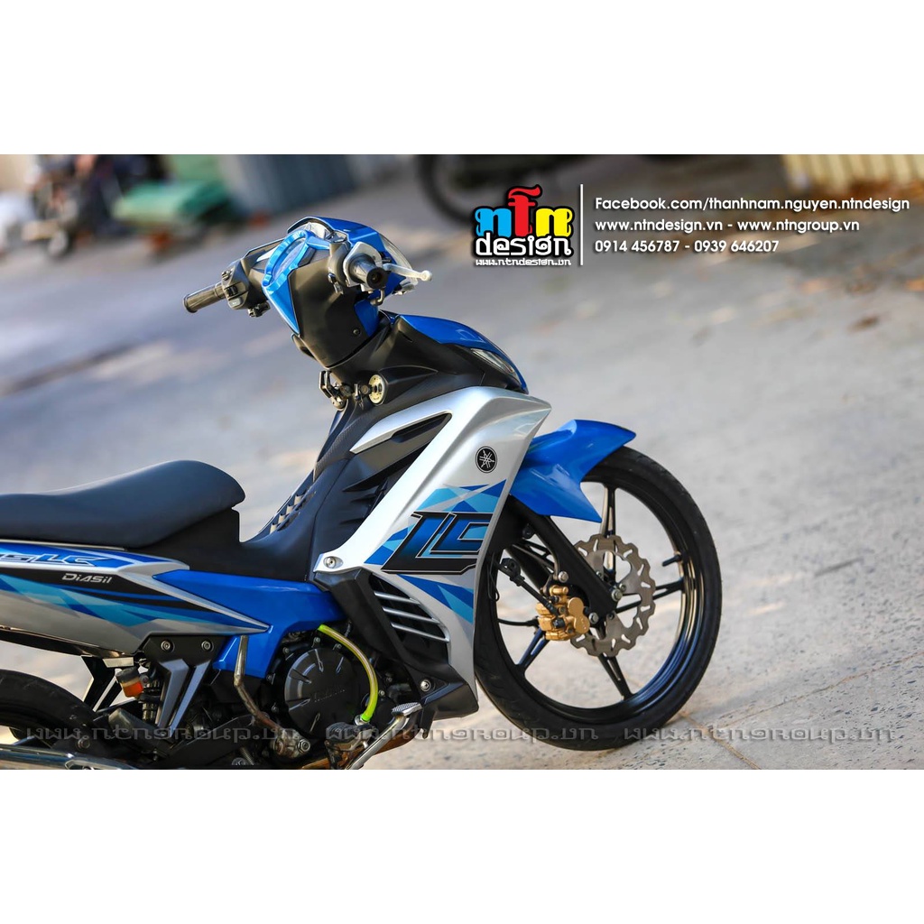Tem Rời Dán Xe Exciter 135 Mẫu LC Bạc Xanh Cực Đẹp, Hàng 3 Lớp Chất Lượng Cao ,Team Decal