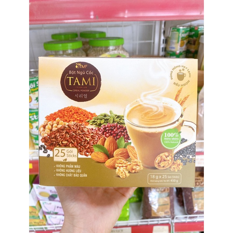 BỘT NGŨ CỐC TAMI DINH DƯỠNG HỘP 25gói x 18g / THÍCH HỢP CHO NGƯỜI ĂN CHAY / SIÊU BỔ DƯỠNG