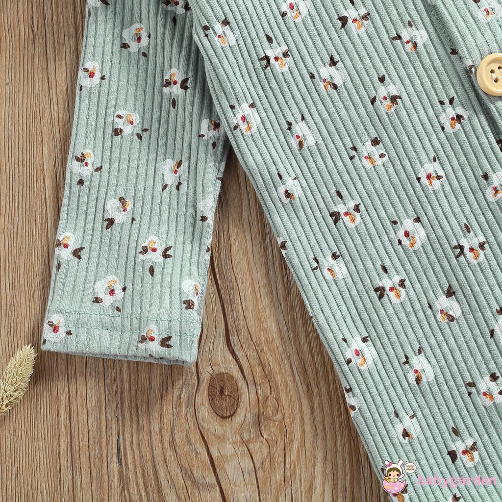 Áo Liền Quần Cổ Tròn Tay Dài Gài Một Hàng Khuy In Họa Tiết Thời Trang Đơn Giản Dành Cho Bé Gái