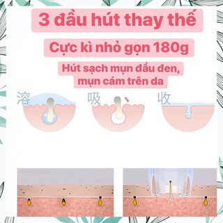 Máy hút mụn mini nhỏ gọn, máy hút mụn đầu đen, mụn cám đa chức năng