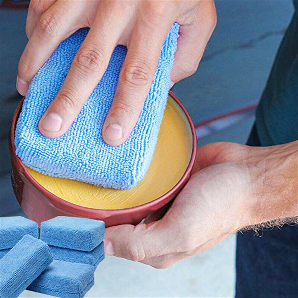 Miếng xốp đánh bóng xe hơi bằng tay với chất liệu vải vi sợi kích thước 12cmx8cm