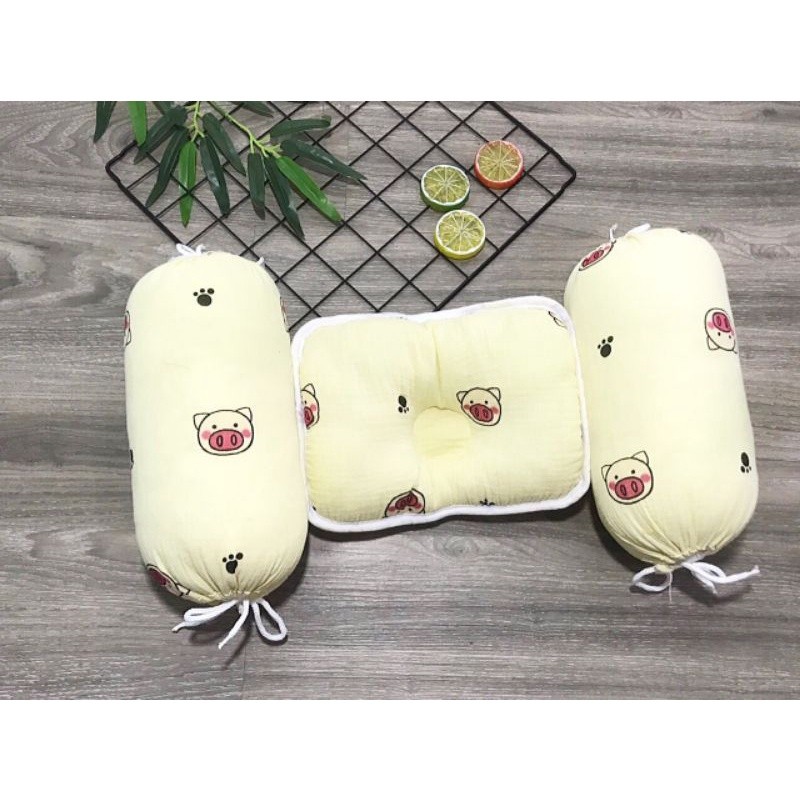 Bộ Chặn và gối bông vải xô cho bé