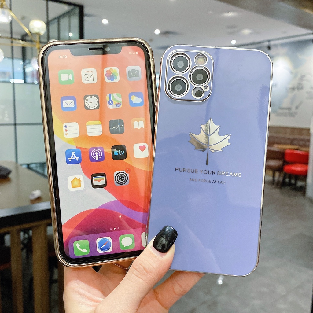 Ốp điện thoại họa tiết lá phong cho OPPO A16 A54 A15 A15S Reno 6 5G Reno5 A53 A3S A5S A5 A9 A7 A12 A52 A92