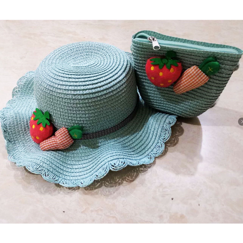 Set Túi Xách Và Nón Cói Thời Trang Hè Dễ Thương Xinh Xắn Cho Bé Gái