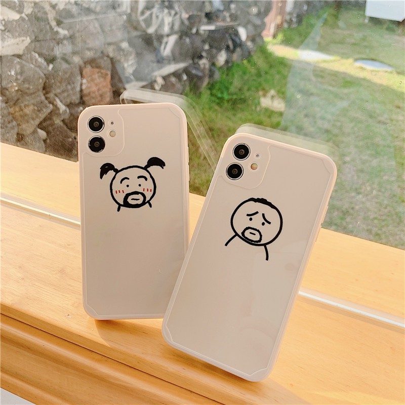 Ốp lưng silicon mềm in hình cặp đôi hoạt hình đơn giản và dễ thương cho IPHONE 12 11 PRO MAX X XS MAX XR 8 7 PLUS