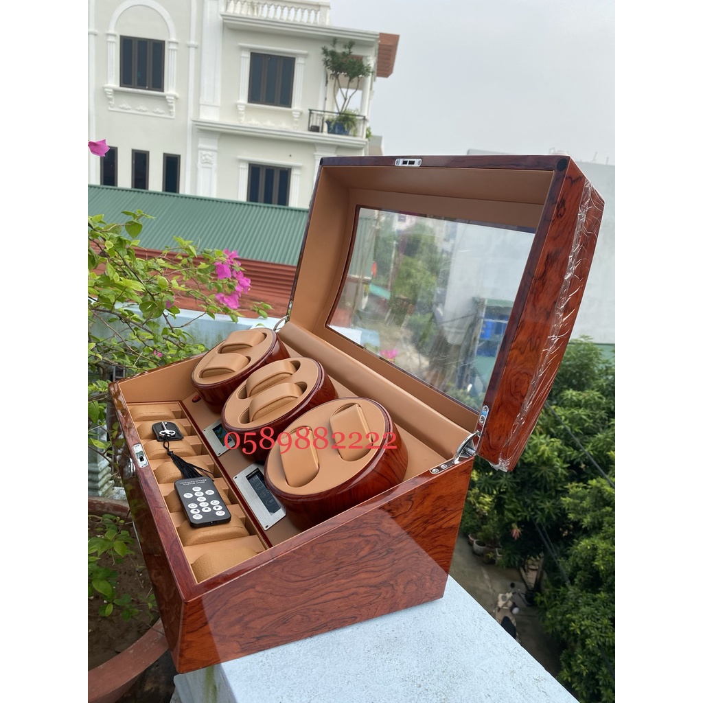 Hộp 6 Xoay + 7 Tĩnh với Màn hình cảm ứng+Điều khiển từ xa Hộp xoay, lắc, tích cót đồng hồ cơ Winder_Watch_Luxury