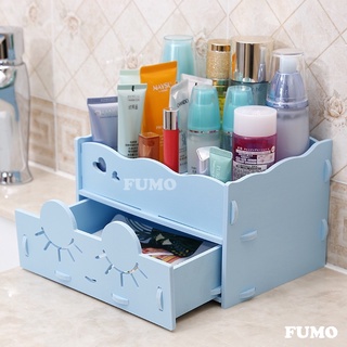 Kệ mỹ phẩm đa năng tủ đựng đồ trang điểm mắt mèo 2 tầng có ngăn kéo FUMO SP006