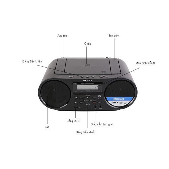 Máy Cassette CD có Bluetooth/NFC Sony ZS-RS60BT - Hàng chính hãng - Bảo hành 12 tháng