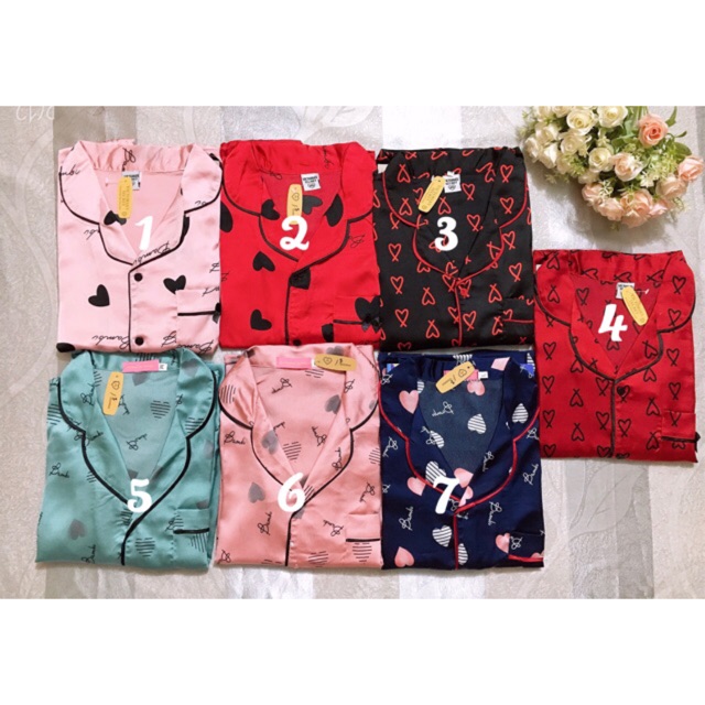 BỘ LỤA SATIN ÁO CỘC QUẦN DÀI HÌNH TRÁI TIM