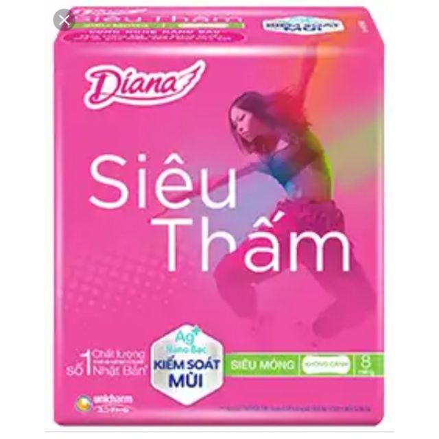 Băng vệ sinh Diana siêu thấm siêu mỏng không cánh 8 miếng