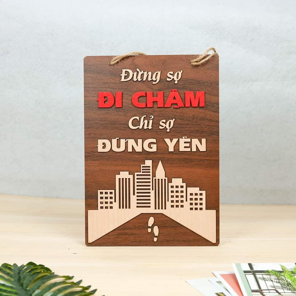 Biển bảng gỗ decor Khẩu Hiệu-bảng gỗ trang trí gia đình - trang trí phòng ngủ-văn phòng làm việc( tặng kèm móc treo)