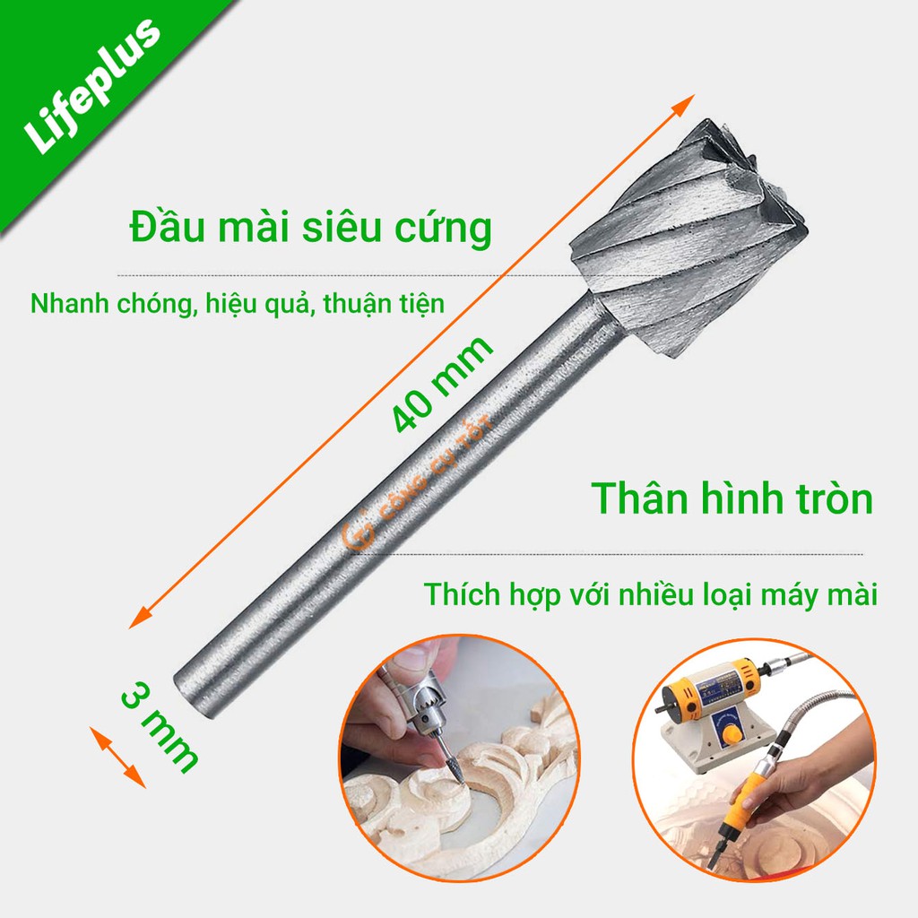 Bộ 6 mũi lũa gỗ điêu khắc, chạm trổ mài khắc thép HSS