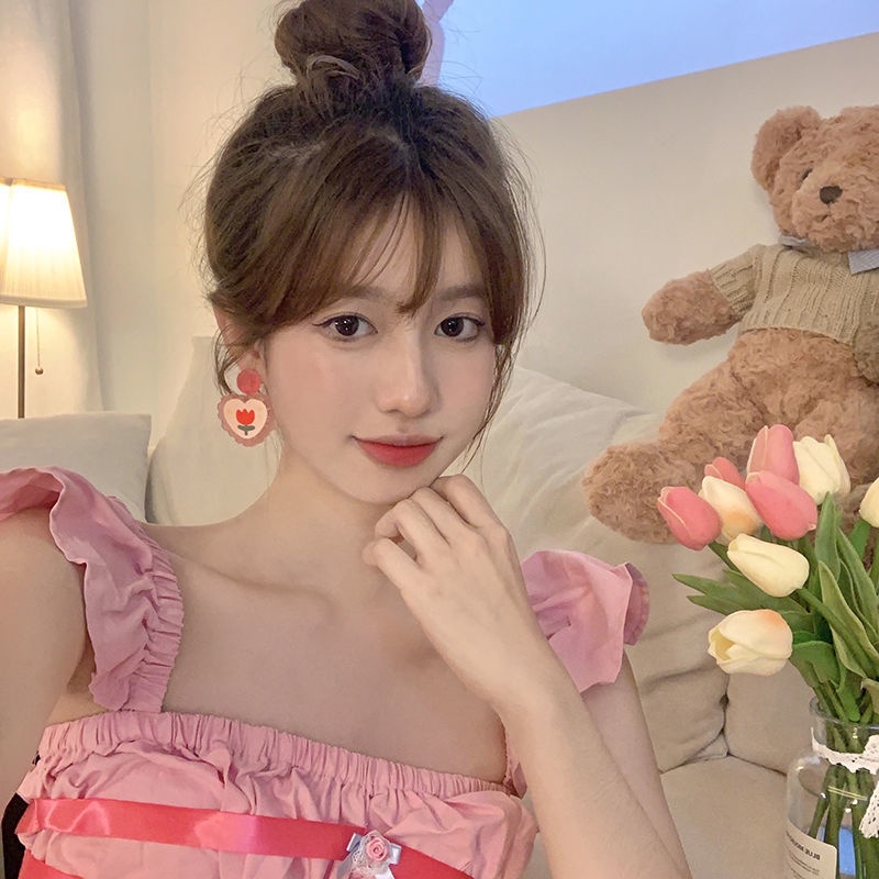 Khuyên Tai Hình Trái Tim Và Quả Dâu Thời Trang Mùa Hè Phong Cách Mới 2022 Dành Cho Nữ