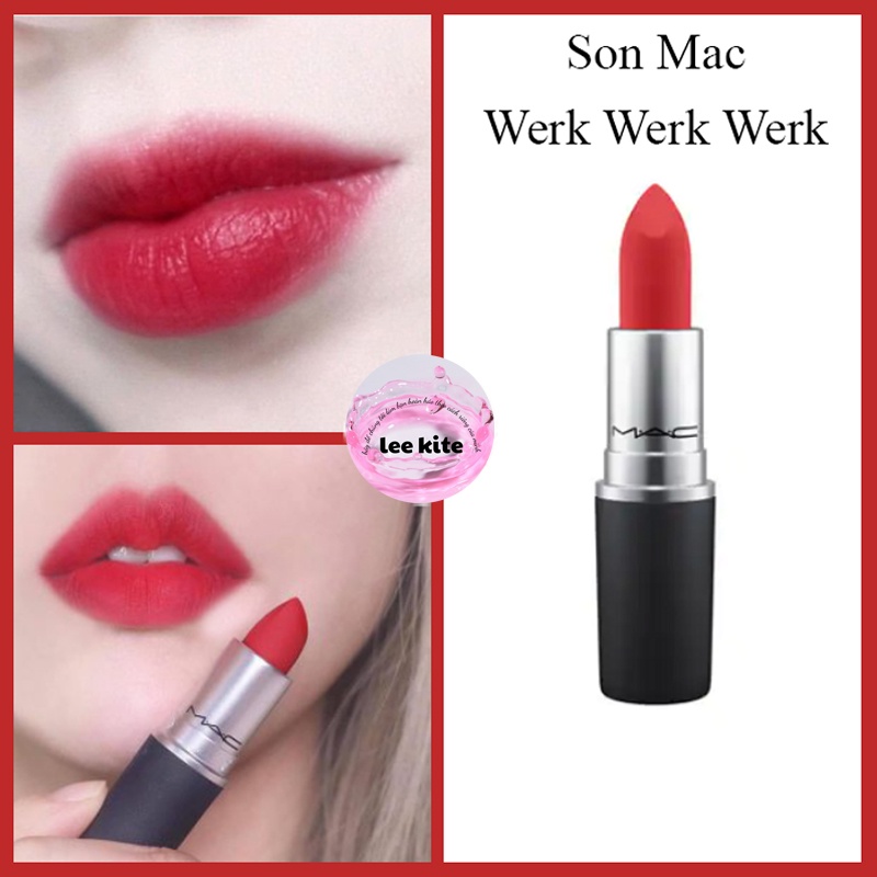 Son MAC 922 Werk Werk Werk Màu Đỏ Lạnh Ánh Cam - Powder Kiss