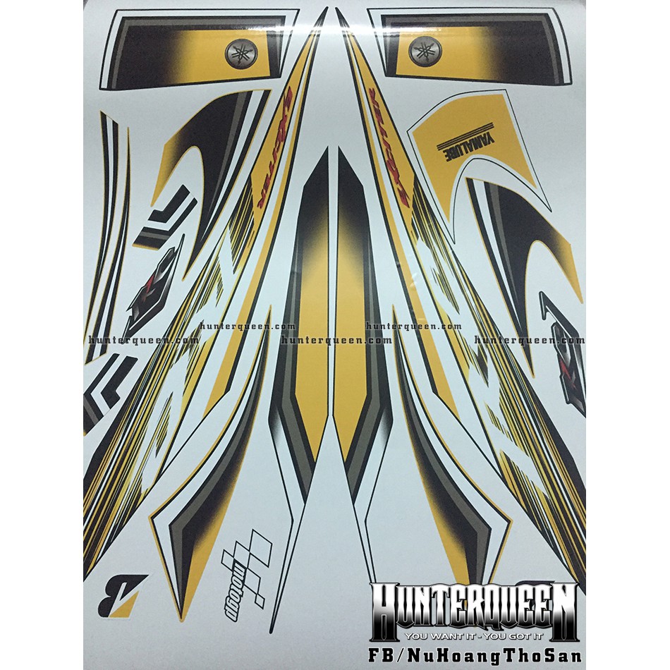 Tem rời Exciter 135 RC đời 2006-2010. Dán xe vàng đen. Thiết kế theo yêu cầu