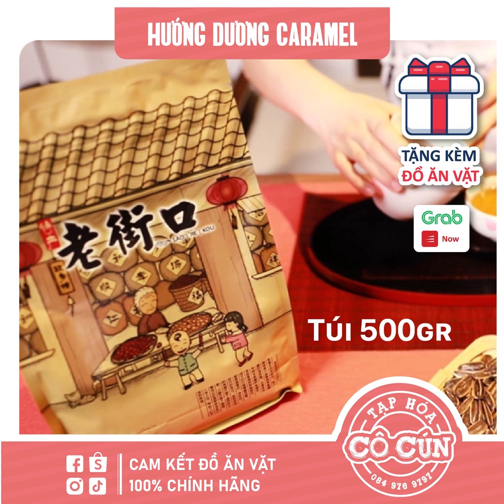 Hướng dương Caramel Đài Loan - Lao Jie Kou Gói 500gr, tặng đồ ăn vặt cô Cún