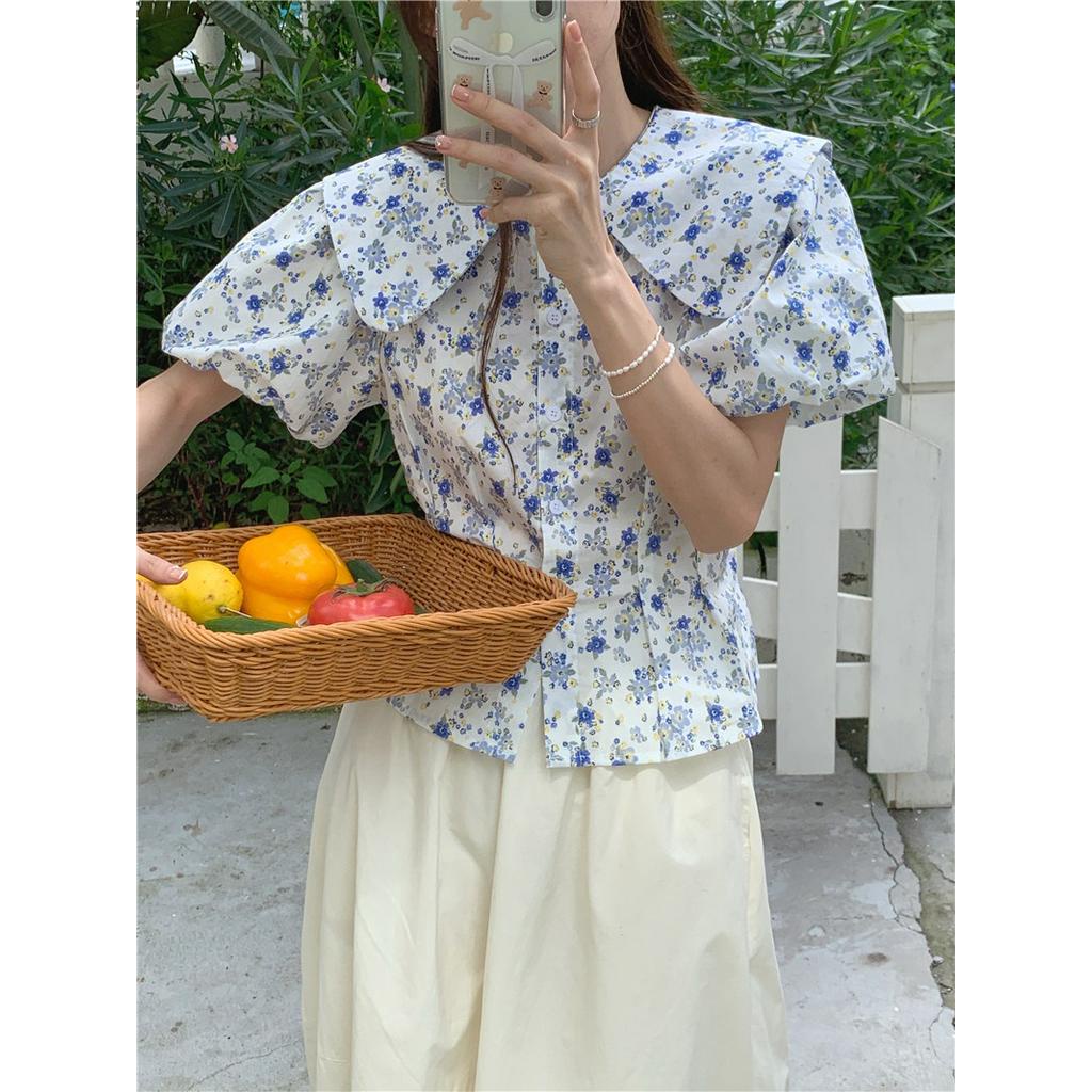 Áo Sơ Mi Hoa Ngắn Tay Phong Cách Hàn Quốc Mới 52580 Dành Cho Nữ