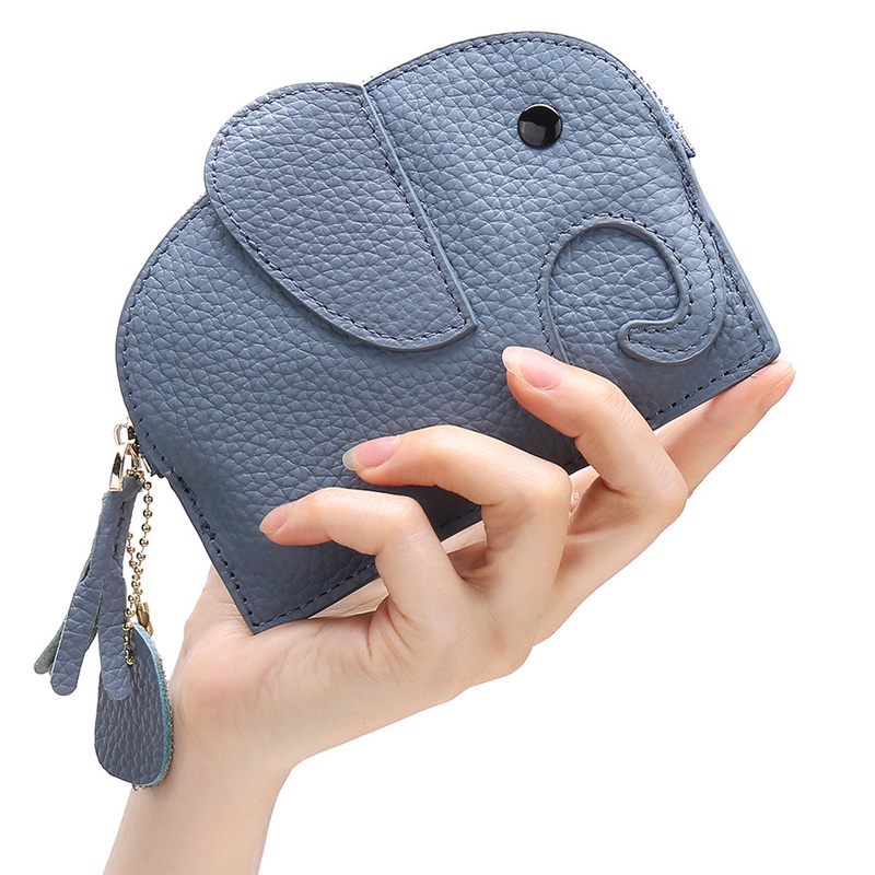 Evertoner Ví Da Thật Mini Đựng Tiền Xu / Thẻ Có Khóa Kéo Chất Lượng Cao Cho Nữ