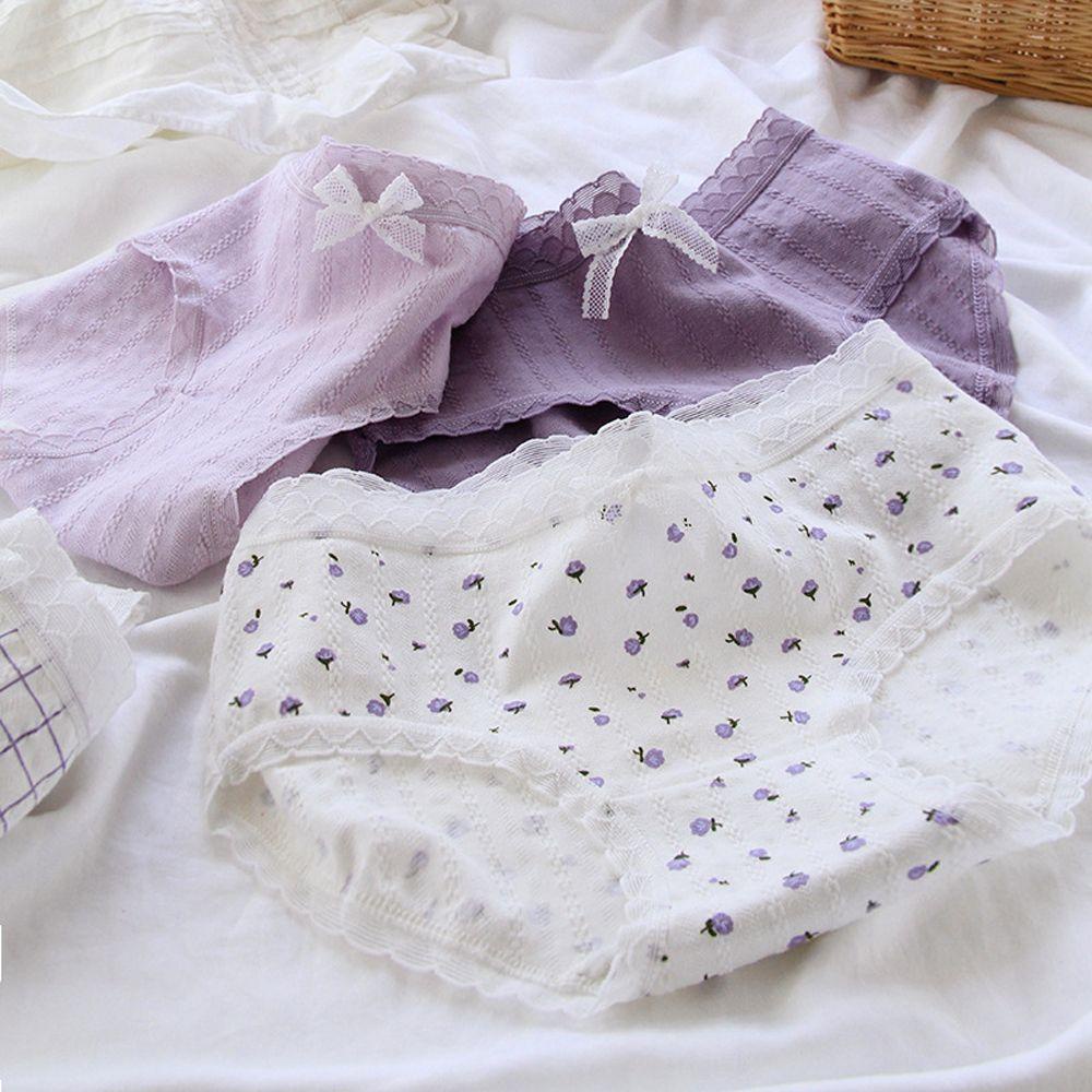 Quần Lót Cotton Phối Ren Bèo Mềm Mại Thoải Mái Cho Nữ