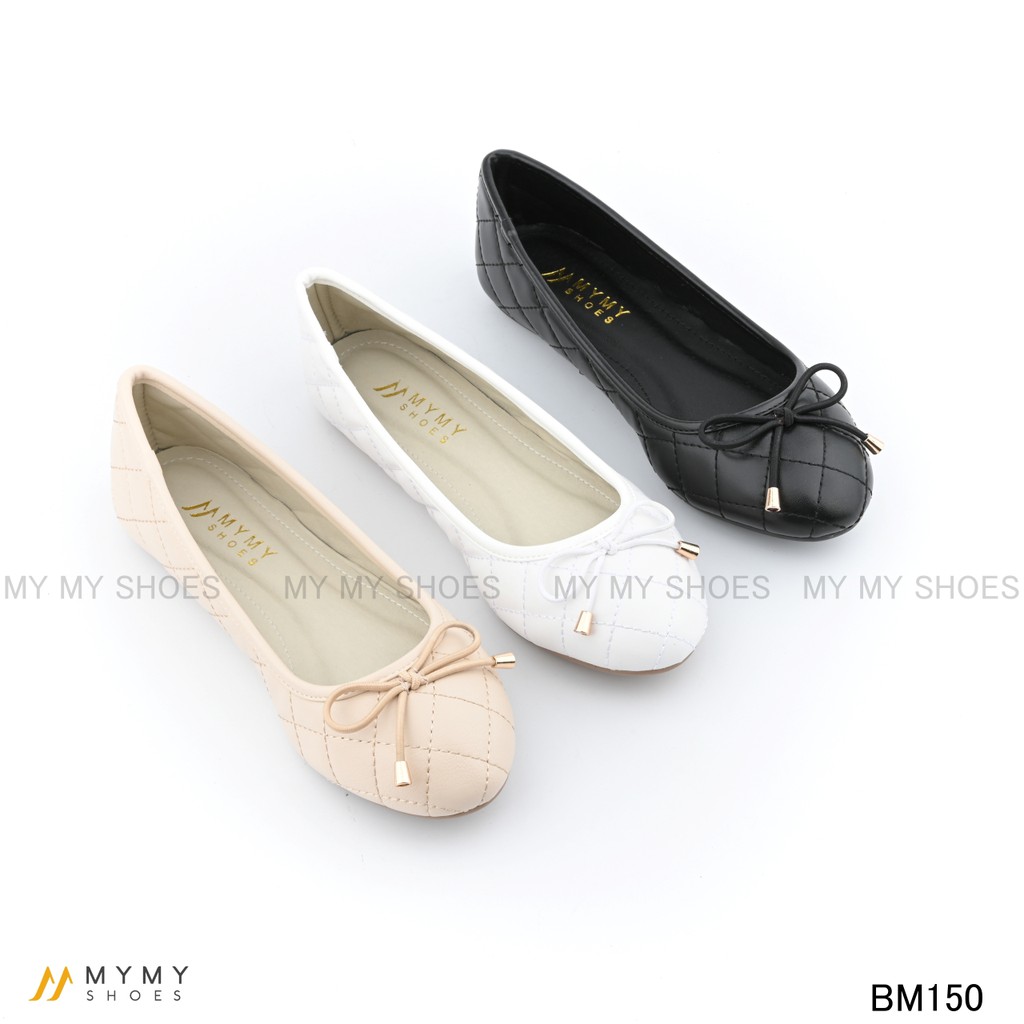 BM150 Giầy bệt da lì trần chỉ nơ chuông mymyshoes | WebRaoVat - webraovat.net.vn