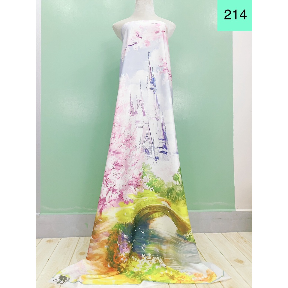 Vải lụa may áo dài, váy, sơ mi, tiệm vải của Hạp, mã 214, 1 khoang 1m, lụa vân xương cá chất mềm mịn