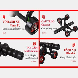 Con lăn tập bụng 4 bánh cao cấp [chính hãng]