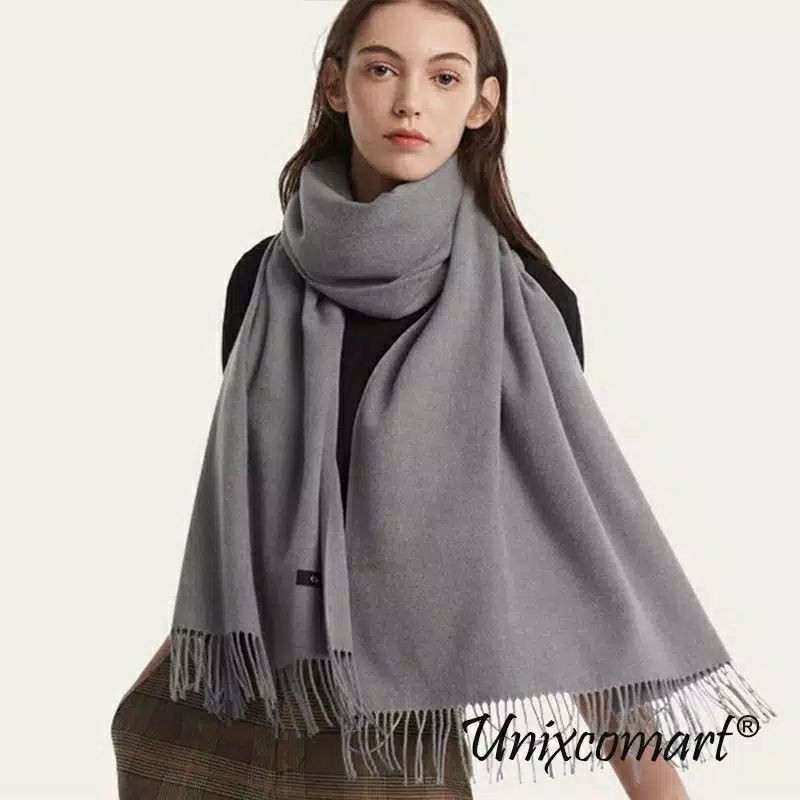 Khăn Choàng Cổ Vải Cashmere Màu Trơn Thời Trang Cho Nam Và Nữ