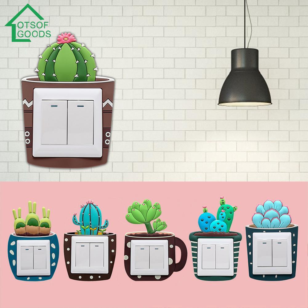 Sticker 3D in hình ảnh ngộ nghĩnh độc đáo dán trang trí ổ điện treo tường
