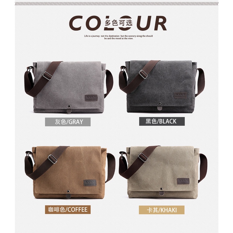 Túi Đeo Vai Vải Canvas Phong Cách Retro Đơn Giản Trẻ Trung Phong Cách Mới Cho Nam