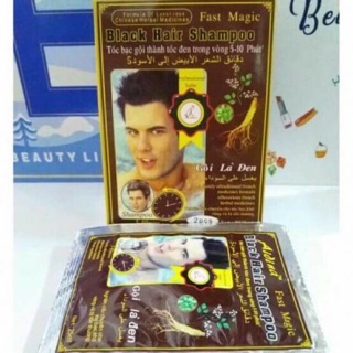 GỘI LÀ ĐEN TÓC BLACK HAIR SHAMPOO ( HỘP 2 GÓI )