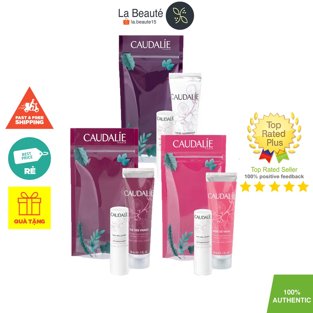 Caudalie Hand Cream Travel Trio Set - Bộ Sản Phẩm Kem Tay và Dưỡng Môi Du Lịch Caudalie