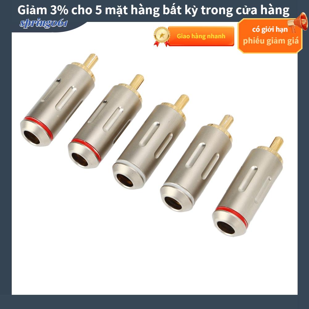 Spring061 5PCS RCA Nam Bộ chuyển đổi phích cắm kim loại Độ bền cao cáp âm thanh chống mài mòn cho ô tô