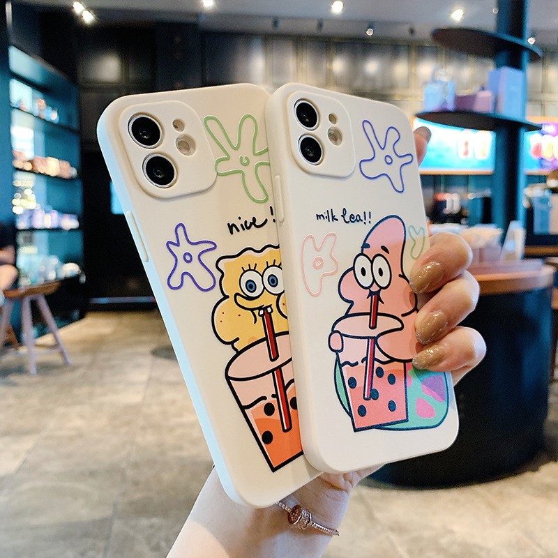 Ốp iphone Hoạt hình bảo vệ camera cạnh vuông ip 11 7plus xr xsmax 11/12/13promax 12mini e87