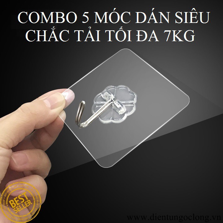 Combo 5 Móc Treo Dán Siêu Chắc Tải Tối Đa 7Kg