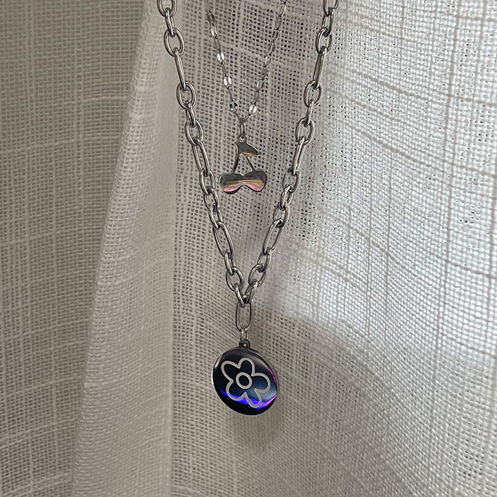 Vòng Cổ Choker Hai Lớp Mặt Hình Quả Cherry Nhiều Màu Thời Trang Cổ Điển Cho Nữ