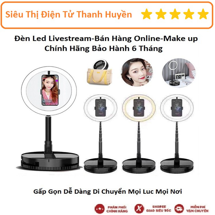 Đèn LED G1 Size 26cm, Giá Đỡ Điện Thoại Live Stream, Bán Hàng , Make Up, Chụp Ảnh Studio, Gấp Gọn Thu Nhỏ