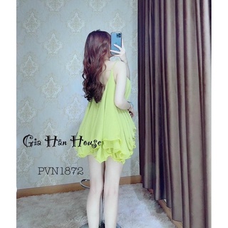 Đầm hai dây phối chân bèo