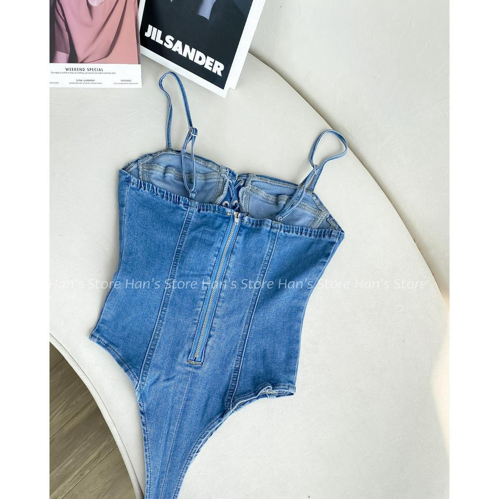 ( HÀNG SẴN ) ÁO BODYSUIT JEANS CHẤT ĐẸP FROM CHUẨN ( ẢNH THẬT )