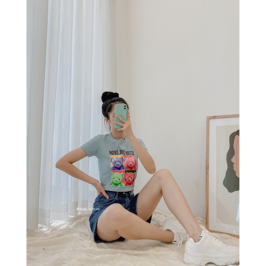 [ Miều ] Áo croptop in hình Stay Childish
