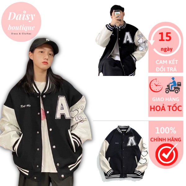 [Ảnh Thật+ Đánh giá] Áo Bomber Nam Nữ, Áo Bomber Nỉ Phối Tay Chữ A Chất Liệu Nỉ Daisy Boutique SP000428 | BigBuy360 - bigbuy360.vn