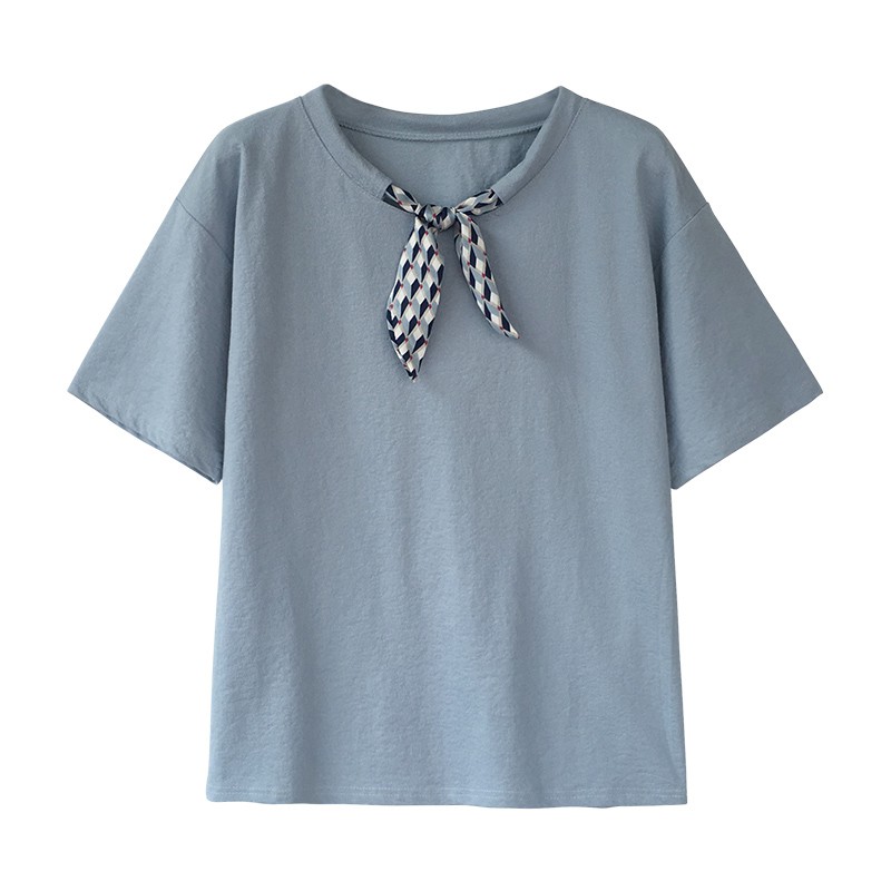 Áo thun tay ngắn cổ tròn thiết kế dáng rộng che khuyết điểm